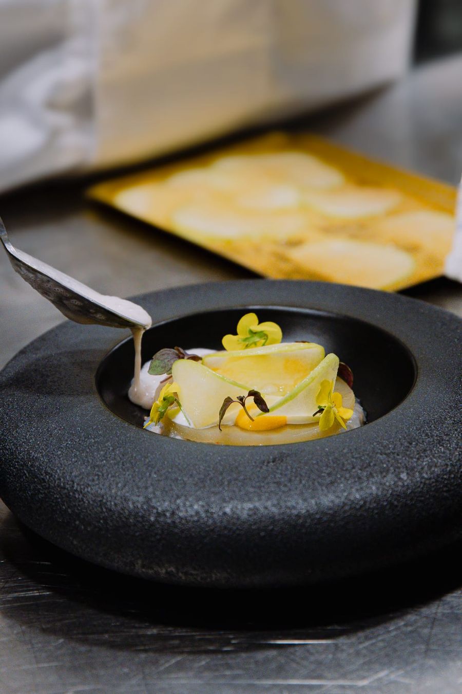Black stone bowl