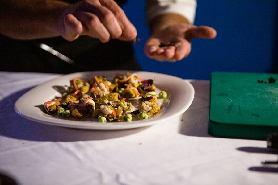 Finishing a plate at an event