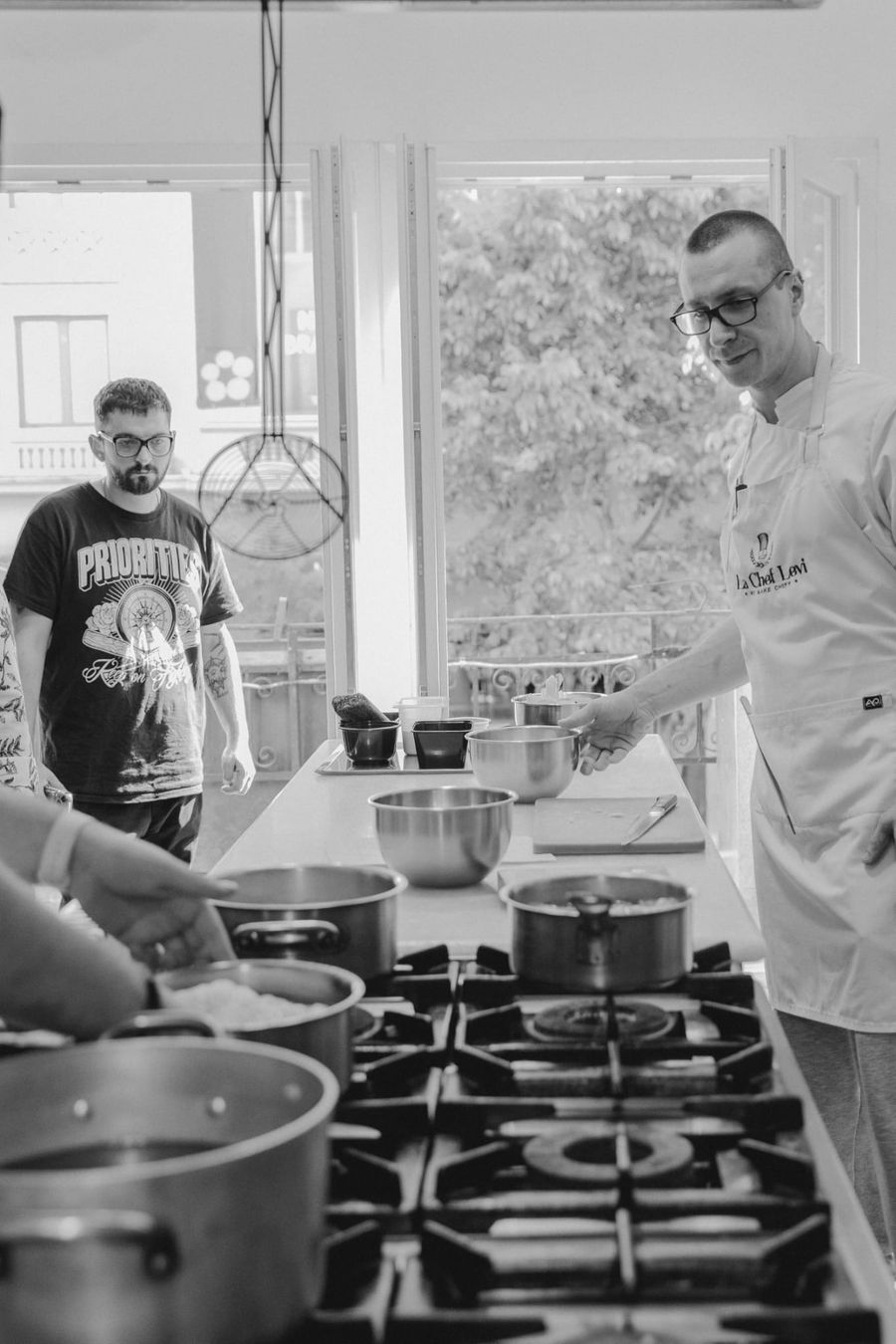 At the stove